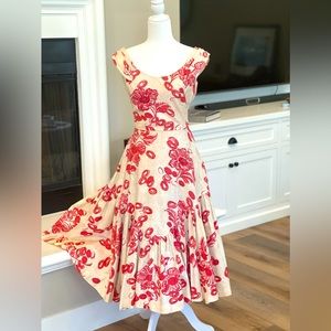 🌺 Vintage Hawaiian Hibiscus Hula Dress S